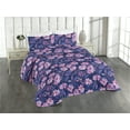 thumbnail image 1 of Ambesonne Fantasy Floral Quilted Bedspread Set 3 Pcs, Night Flowers Petals, Queen, Indigo Pale Pink Mauve, 1 of 4