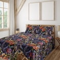 thumbnail image 1 of Ambesonne Fantasy Garden Fitted & Flat Sheet with Sham 3 Pcs Set, Purplish Leaves Art, Twin XL, Blue Violet Vermilion, 1 of 1