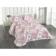 thumbnail image 1 of Ambesonne Fantasy Garden Quilted Coverlet 2 Pcs, Swirling Dreamy Leaf, Twin Size, Pale Fuchsia Sea Blue, 1 of 4