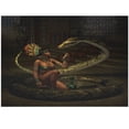 thumbnail image 1 of Ambesonne Fantasy Jigsaw Puzzle Durable Cardboard, Mystery Girl Huge Snake, 1000 pcs, Green Brown Cinnamon, 1 of 5
