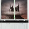 thumbnail image 1 of Ambesonne Fantasy Kitchen Curtains, Castle Clouds, 55"x39", Grey Brown Pale Coral, 1 of 3