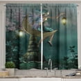 thumbnail image 1 of Ambesonne Fantasy Kitchen Curtains, Little Pixie in Forest Art, 55"x45", Yellow Lilac Teal, 1 of 3