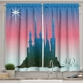 thumbnail image 1 of Ambesonne Fantasy Kitchen Curtains, Medieval Castle Stars, 55"x39", Blue Dark Coral, 1 of 2