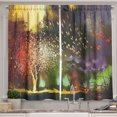 thumbnail image 1 of Ambesonne Fantasy Kitchen Curtains, Mysterious Trees Birds, 55"x45", Yellow Purple, 1 of 3