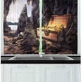 thumbnail image 1 of Ambesonne Fantasy Kitchen Curtains, Treasure Chest in Cave, 55"x39", Charcoal Grey Amber, 1 of 2