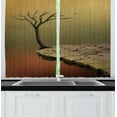 thumbnail image 1 of Ambesonne Fantasy Kitchen Curtains, Tree on Cliff Precipice, 55"x39", Sand Brown Cinnamon, 1 of 2