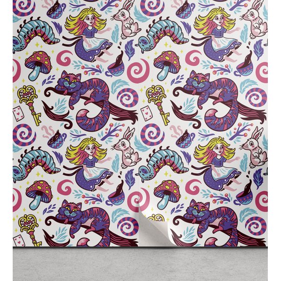 Ambesonne Fantasy Peel & Stick Wallpaper for Home, Caterpillar, 13"x100", Multicolor