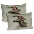 thumbnail image 1 of Ambesonne Fantasy Pillow Sham 2 Pack, Geisha with Huge Dragon, 30"x20", Olive Green Eggshell, 1 of 3