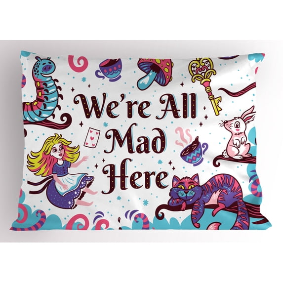 Ambesonne Fantasy Pillow Sham, Alice in Wonderland, 36" X 20", Multicolor