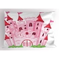 thumbnail image 1 of Ambesonne Fantasy Pillow Sham, Cartoon Magic Kingdom, 36" X 20", Pink White, 1 of 2