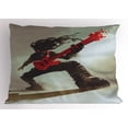 thumbnail image 1 of Ambesonne Fantasy Pillow Sham, Hipster Rocker Guitar, 26" X 20", Red Grey, 1 of 2