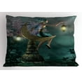 thumbnail image 1 of Ambesonne Fantasy Pillow Sham, Little Pixie in Forest Art, 26" X 20", Yellow Lilac Teal, 1 of 2