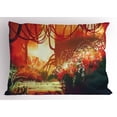 thumbnail image 1 of Ambesonne Fantasy Pillow Sham, Modern Autumn Forest, 26" X 20", Orange Green, 1 of 2