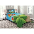 thumbnail image 1 of Ambesonne Fantasy Quilted Bedspread Set 2 Pcs, Candy Land Lollipops, Twin Size, Green Blue Red, 1 of 3