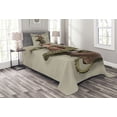 thumbnail image 1 of Ambesonne Fantasy Quilted Bedspread Set 2 Pcs, Geisha with Huge Dragon, Twin Size, Olive Green Eggshell, 1 of 6