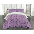 thumbnail image 1 of Ambesonne Fantasy Quilted Bedspread Set 3 Pcs, Kittens Art Hearts Pattern, Queen Size, Violet Black Pink, 1 of 5