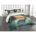 thumbnail image 1 of Ambesonne Fantasy Quilted Bedspread Set 3 Pcs, Magic Book and Animals, Queen Size, Teal and Yellow, 1 of 5