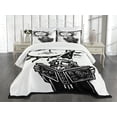 thumbnail image 1 of Ambesonne Fantasy Quilted Bedspread Set 3 Pcs, Wizard with Magic Book, Queen Size, White Black, 1 of 5