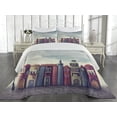thumbnail image 1 of Ambesonne Fantasy Quilted Coverlet 3 Pcs, City of Old Books Birds, Queen Size, Red and Blue, 1 of 4