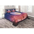 thumbnail image 1 of Ambesonne Fantasy Quilted Coverlet 3 Pcs, Dog Under Huge Moon, King Size, Navy Coral, 1 of 2