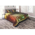 thumbnail image 1 of Ambesonne Fantasy Quilted Coverlet 3 Pcs, Mysterious Trees Birds, Queen Size, Yellow Purple, 1 of 2