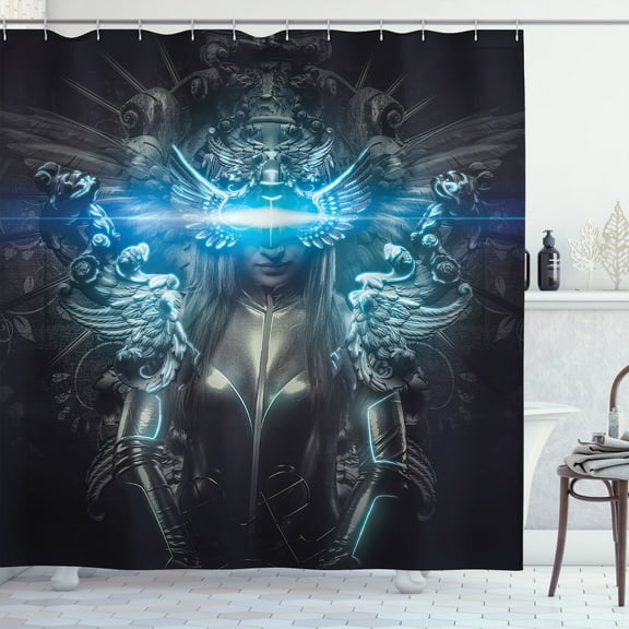 Ambesonne Fantasy Shower Curtain, Cartoon Gothic, 69"Wx75"L, Grey