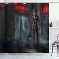 thumbnail image 1 of Ambesonne Fantasy Shower Curtain, Fantasy Building Gothic, 69"Wx70"L, Grey and Red, 1 of 5