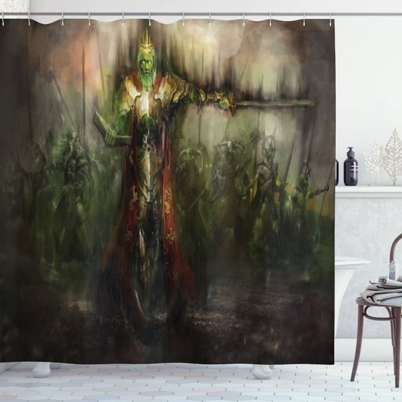 Ambesonne Fantasy Shower Curtain, Ghost King in Field, 69"Wx70"L, Green and Brown
