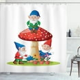 thumbnail image 1 of Ambesonne Fantasy Shower Curtain, Gnomes with Funny Puffballs, 69"Wx70"L, White Beige Scarlet, 1 of 4