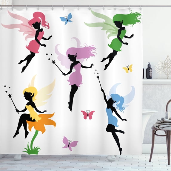 Ambesonne Fantasy Shower Curtain, Pixie Elf, 69"Wx70"L, Multicolor