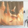 thumbnail image 1 of Ambesonne Fantasy Shower Curtain, Plane in Sunset Cloud, 69"Wx84"L, Cream Blue, 1 of 5