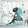 thumbnail image 1 of Ambesonne Fantasy Shower Curtain, Spring Wings Floral Print, 69"Wx70"L, Almond Green, 1 of 3