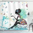 thumbnail image 1 of Ambesonne Fantasy Shower Curtain, Spring Wings Floral Print, 69"Wx70"L, Turquoise Black, 1 of 3