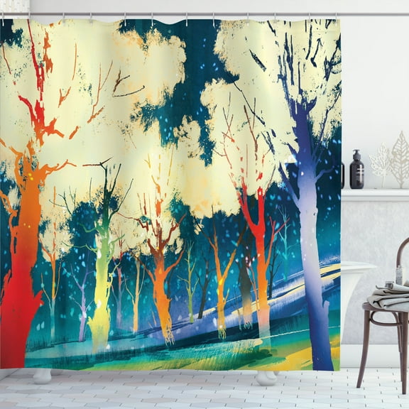 Ambesonne Fantasy Shower Curtain, Trees Fiction Forest, 69"Wx75"L, Multicolor