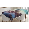 thumbnail image 1 of Ambesonne Fantasy Tablecloth Rectangular Table Cover, Crashed Spaceship Art, 60"x90", Blue Green, 1 of 4