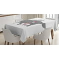 thumbnail image 1 of Ambesonne Fantasy Tablecloth Rectangular Table Cover, Girl with a Giant Wolf, 60"x90", Pink Grey Peach, 1 of 4
