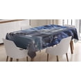 thumbnail image 1 of Ambesonne Fantasy Tablecloth Rectangular Table Cover, Island Castle Full Moon, 52"x70", Dark Blue Grey White, 1 of 4