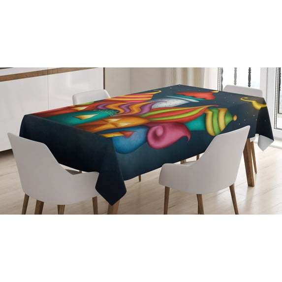Ambesonne Fantasy Tablecloth Rectangular Table Cover, Oriental Castles Moon, 60"x90", Multicolor