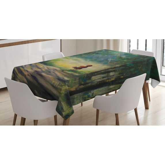 Ambesonne Fantasy Tablecloth Rectangular Table Cover, Story Forest, 60"x90", Multicolor
