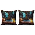 thumbnail image 1 of Ambesonne Fantasy Throw Pillow Cover 2 Pack, Cartoon Cave Treasure, 20", Multicolor, 1 of 2