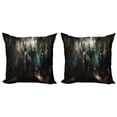 thumbnail image 1 of Ambesonne Fantasy Throw Pillow Cover 2 Pack, Dark Forest Robots, 16", Blue Red, 1 of 2