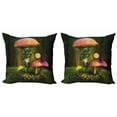 thumbnail image 1 of Ambesonne Fantasy Throw Pillow Cover 2 Pack, Giant Mushroom and Elve, 20", Green Coral, 1 of 7