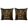 thumbnail image 1 of Ambesonne Fantasy Throw Pillow Cover 2 Pack, Interior Building 3D Syle, 20", Brown, 1 of 2