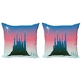 thumbnail image 1 of Ambesonne Fantasy Throw Pillow Cover 2 Pack, Medieval Castle Stars, 16", Blue Dark Coral, 1 of 2