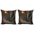 thumbnail image 1 of Ambesonne Fantasy Throw Pillow Cover 2 Pack, Necromancer Knight Wings, 16", Yellow and Brown, 1 of 2