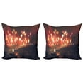 thumbnail image 1 of Ambesonne Fantasy Throw Pillow Cover 2 Pack, Night Scenery, 18", Ruby and Yellow, 1 of 7