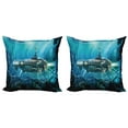 thumbnail image 1 of Ambesonne Fantasy Throw Pillow Cover 2 Pack, Science Fiction Submarine, 20", Grey and Aqua, 1 of 2