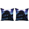 thumbnail image 1 of Ambesonne Fantasy Throw Pillow Cover 2 Pack, Surreal Werewolf Eyes, 20", Purple Blue, 1 of 2