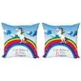 thumbnail image 1 of Ambesonne Fantasy Throw Pillow Cover 2 Pack, Unicorn Rainbow Fantasy, 24", Multicolor, 1 of 7