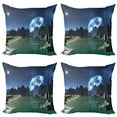 thumbnail image 1 of Ambesonne Fantasy Throw Pillow Cover 4 Pack, Earth from Alien Shores, 16", Dark Blue Jade Green, 1 of 5